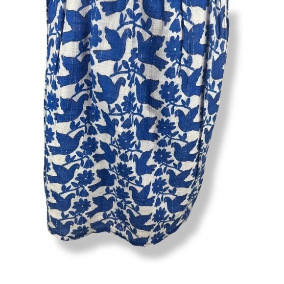 Old Navy Strapless Dress Womens Size 12 Bird Print Blue White Summer Cottagecore - Picture 7 of 12